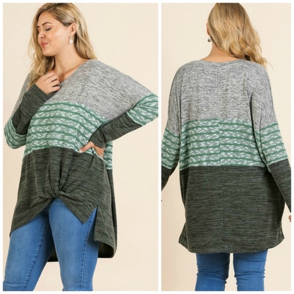 NEW Umgee Colorblocked Long Sleeve Tunic XL 1X 2X